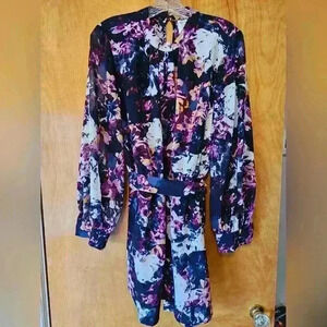 Lane Bryant X Girl With Curves Size 14 A-Line Dress Women’s Purple Floral Print